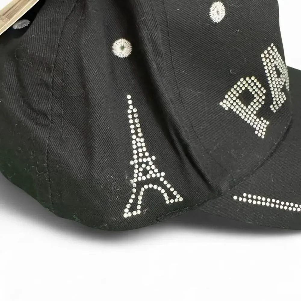 Black paris rhinestone baseball cap...
